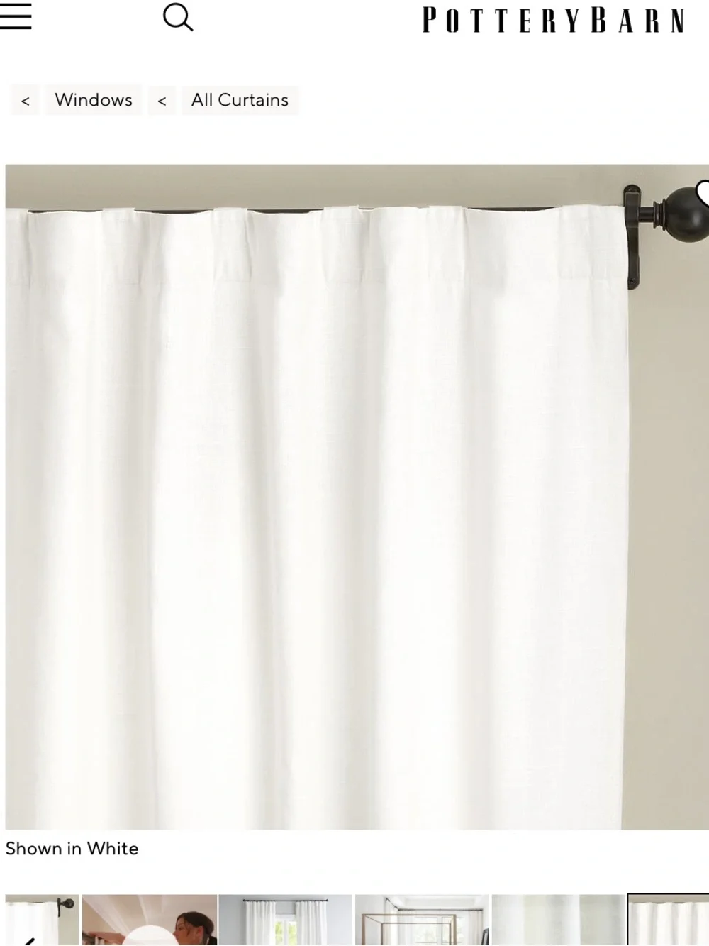 Pottery Barn Emery Linen-Blend Blackout Drape White Sz 50X84 NEW
